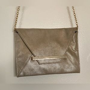 Bronze/Gold Shimmer Clutch Bag with Removable Chain